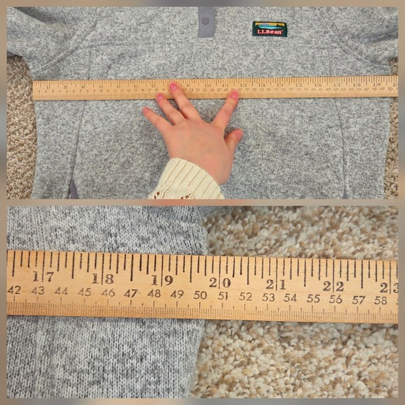 L.L. Bean Womens Size PS Sweater Fleece Pullover Snap Mockneck Heather Gray - Picture 6 of 6